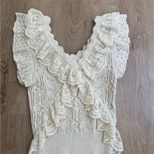 Zara Cream Knit Lace Top (Also over the shoulder)